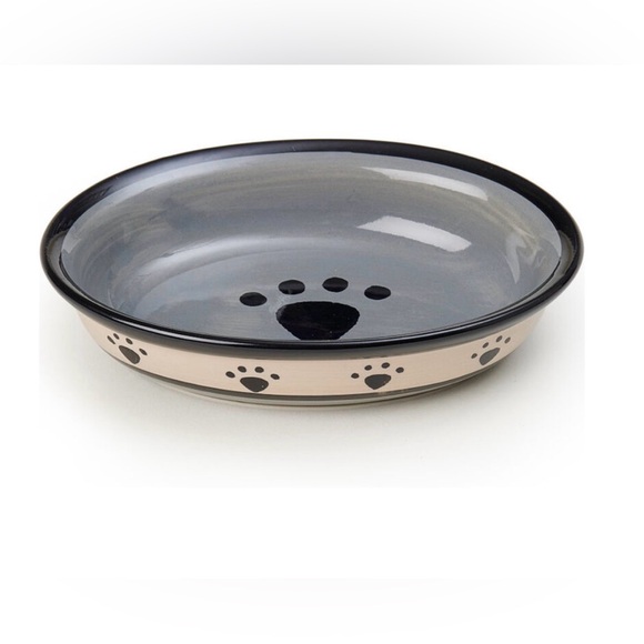 PetRageous Designs Stoneware Pet Bowl Set | Paw Print | 1 Cup | Set of 2 - Picture 2 of 5
